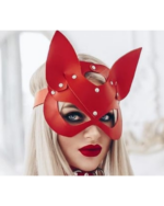 Kırmızı Fantezi Deri Kelepçe Kırbaç Maske Fetiş Seti BC5367